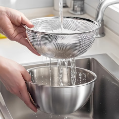 不锈钢盆子沥水篮洗菜盆洗米筛淘米神器食品级滤水篮过滤漏网筐筛