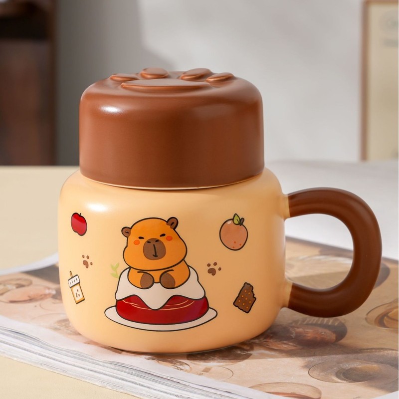 高颜值可爱陶瓷马克杯家用咖啡杯生日礼物杯子小狗吸管杯新款水杯|undefined