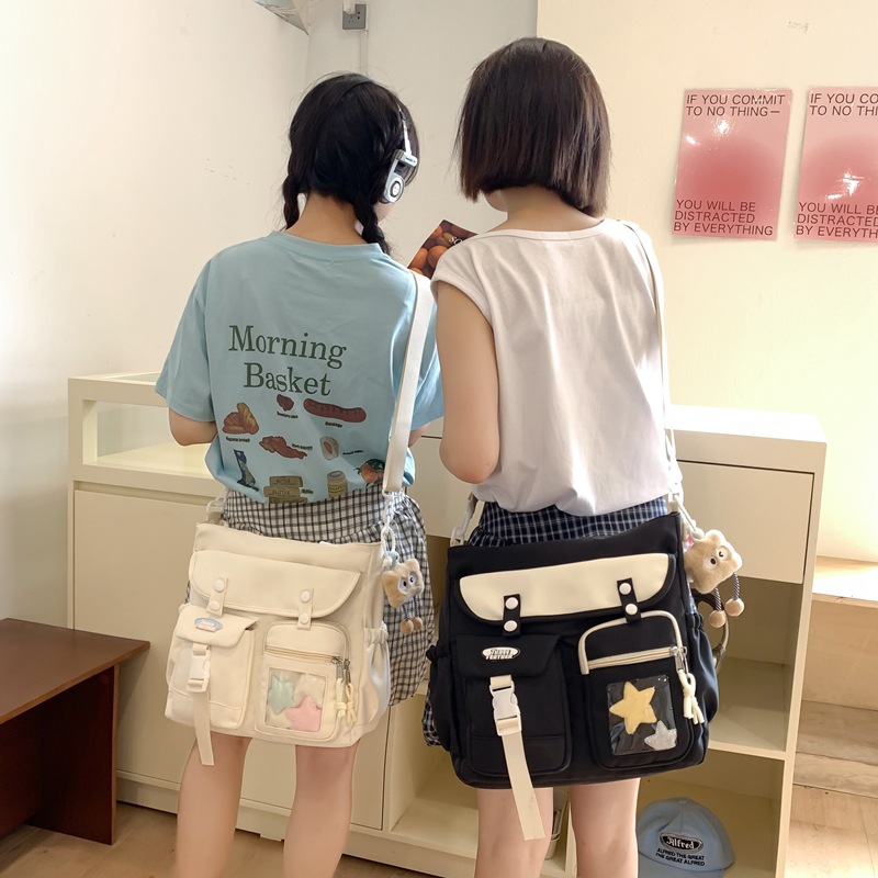 Shoulder bag for women, Korean style casual school bag, vintage style, Sen style literary Ruiying student large-capacity crossbody bag