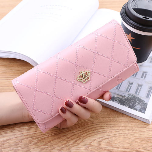  New Wallet Women Korean Version Large Capacity Long Wallet Trendy Women Thin Fashion Prismatic Gold Crown Wallet