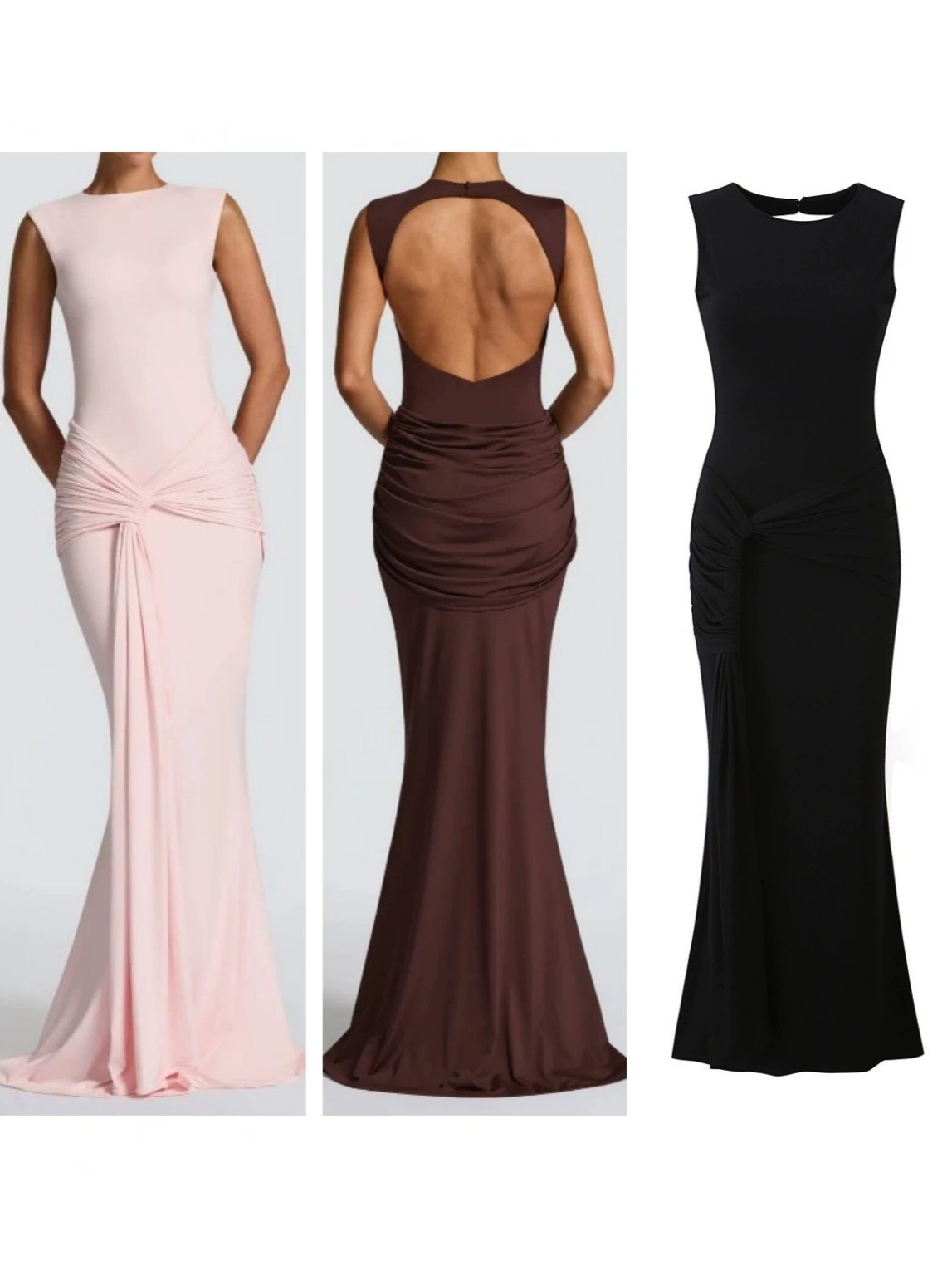 Summer fashionable solid color sexy evening dress with a round…