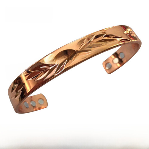 Amazon Men and Women Leaves Bracelet European and American Electroplated Rose Gold Open Bracelet Magnetic Health Bracelet Wholesale