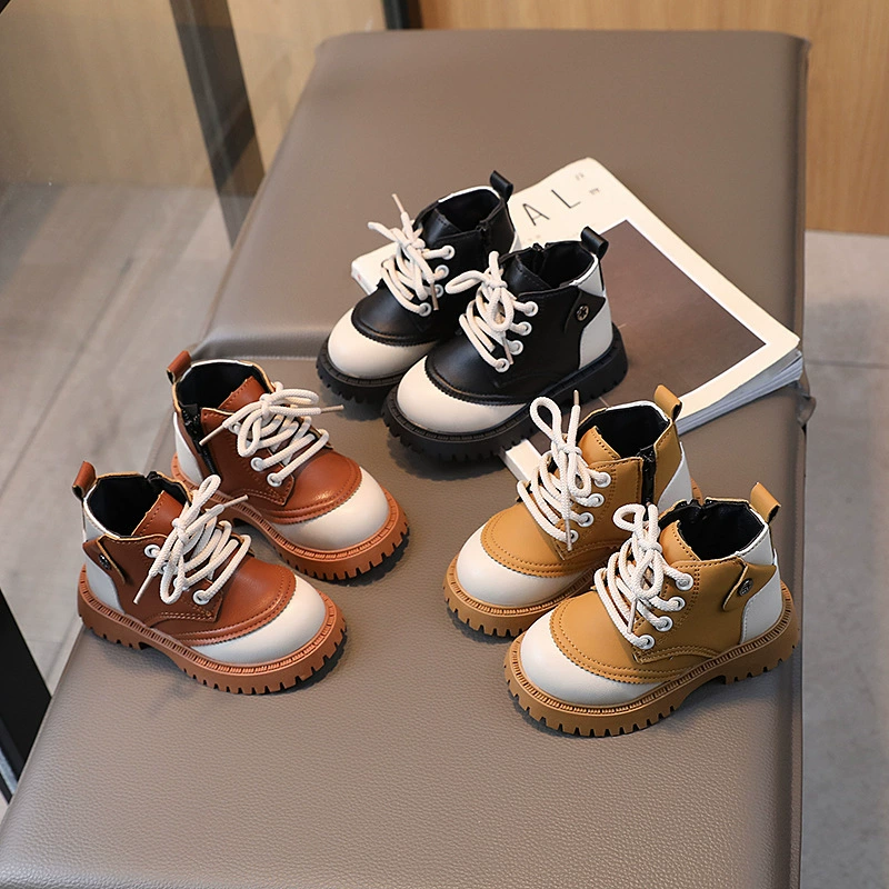 2023 весна и осень новая маленькая девочка мода ретро иностранные сапоги Мартин короткие сапоги мальчик британский тренд маленькие кожаные сапоги