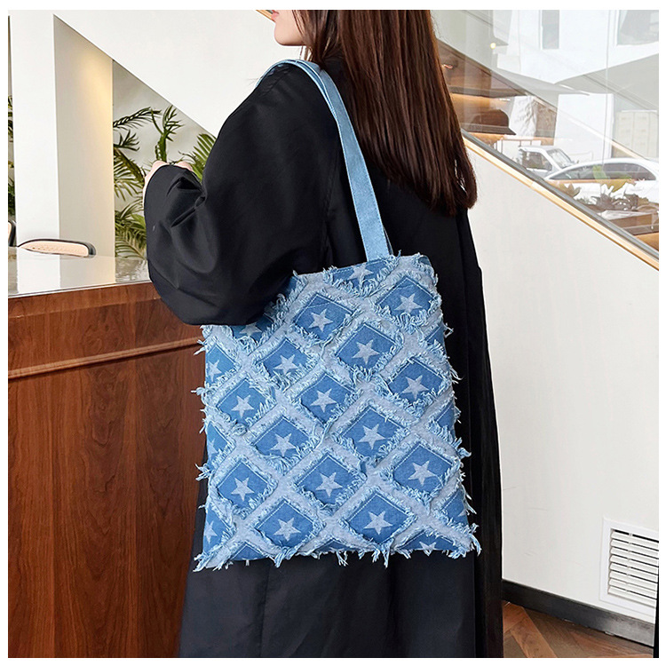2024 New bucket bag, starry fringed fringe single-shoulder bag, autumn trendy and personalized design handbag, crossbody bag undefined