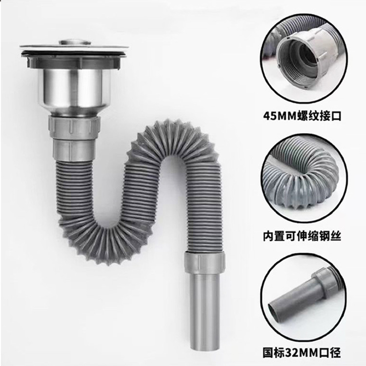 Fregadero de plástico grueso, drenaje, fregadero de cocina, fregadero, drenaje, extensión, accesorios de manguera