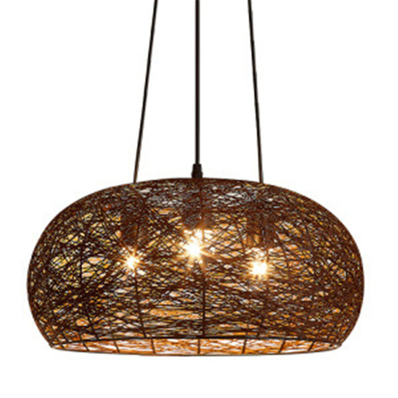 Araña de la sala de té chino cáñamo ratán lámpara creativa restaurante japonés olla caliente restaurante Zen araña