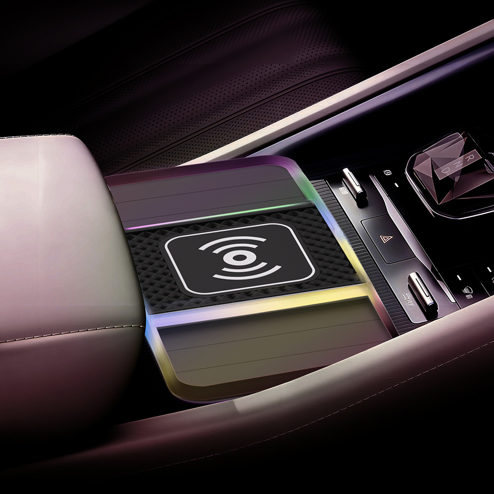 Car Wireless Charger with Ambient Light, Car Charging Pad, 20W Charging, Rgb Fast Charging, Fast Charging, 20W Flash Charging