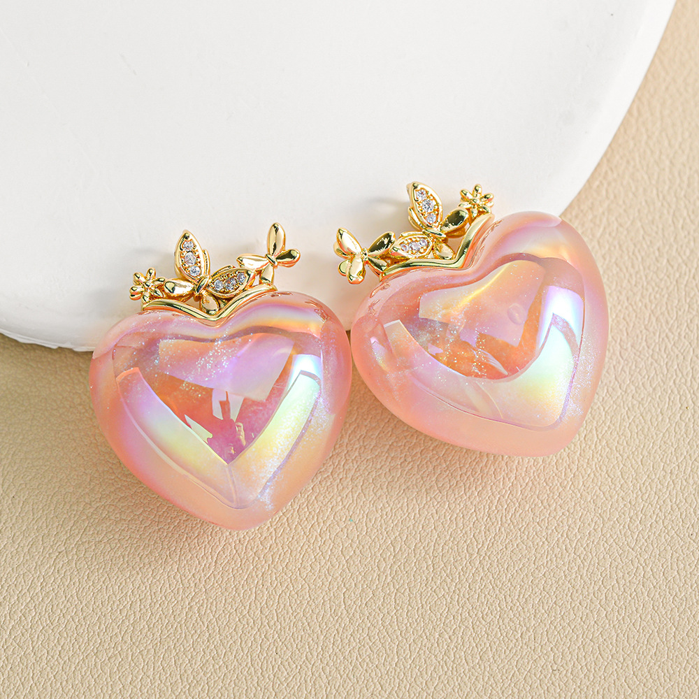 Colgante de Corazón con Brillantina de Heidi, Pin de Sombrero con Forma de Mariposa, Colgante de Corazón para Llavero, Cadena para Teléfono, Accesorios al por Mayor