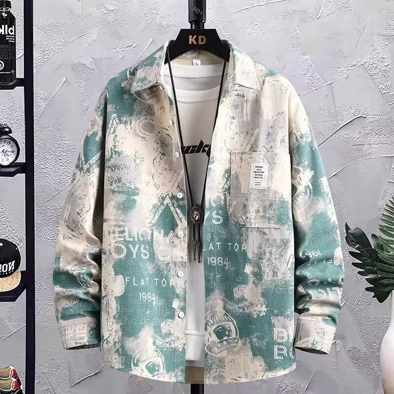 Japanese Tie-Dye Shirt Jacket Men's High-end Fashional Brand Loose Casual Long-sleeved Shirt 2024 Spring Top