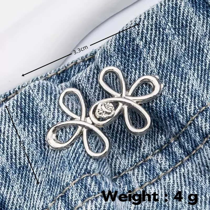 Nail-Free Removable Waist Buckle Pair, Flat-Bottom Seamless Buttons for Pants & Skirts, Assorted Designs