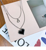 Mosaic heart-shaped, double-layer brand necklace, pendant hip-hop style, chain for key bag , wholesale