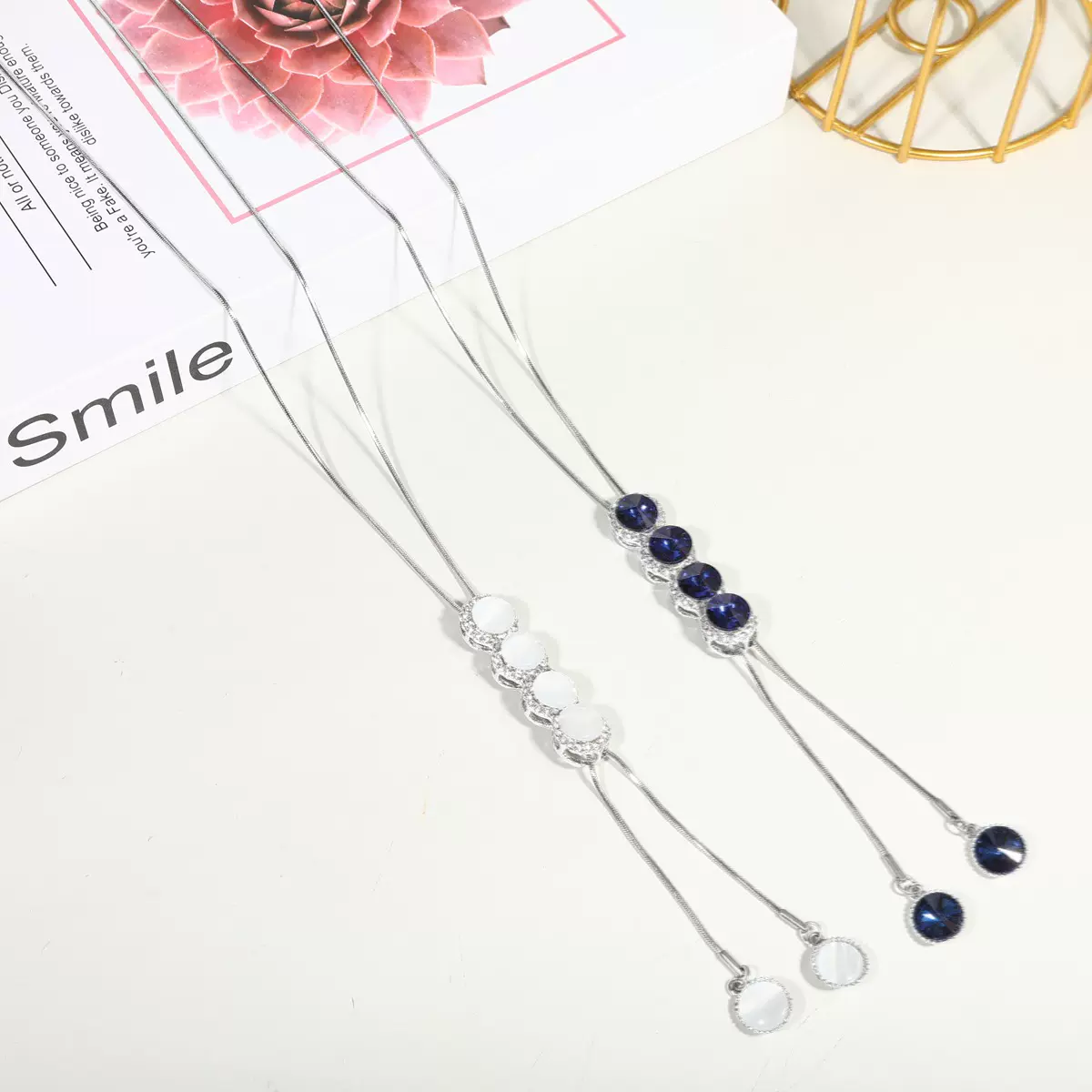 跨境新款轻奢高级感毛衣链可调节珍珠流苏项链秋冬小众设计饰品女