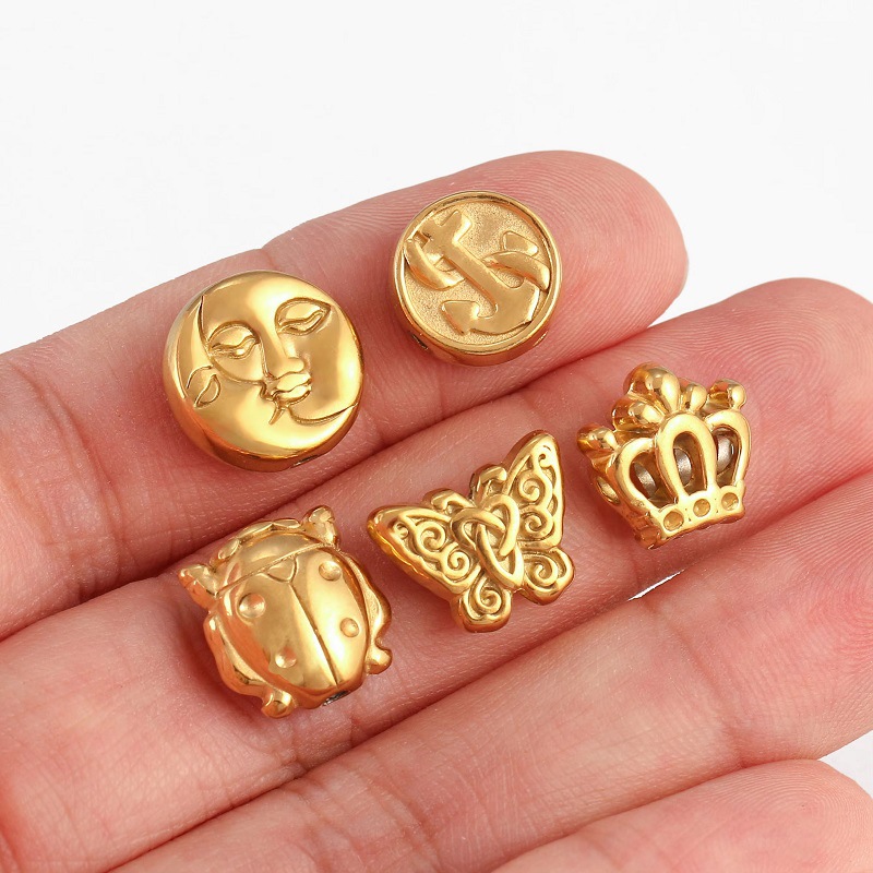 Plating Design 3 PCS/Package 304 Stainless Steel Sun Butterfly Skull DIY Ornament Accessories Beads
