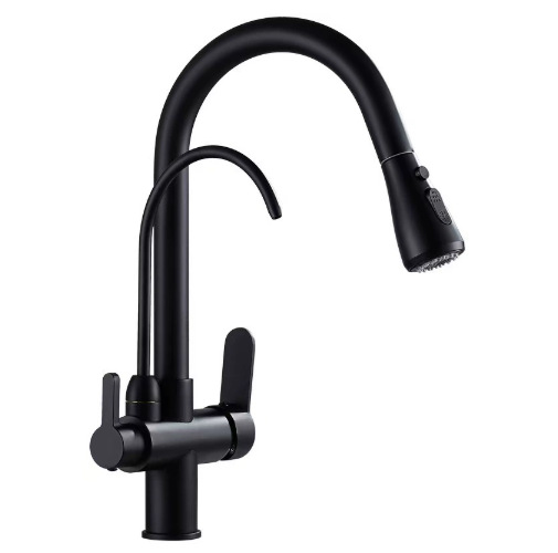 Grifo Extraíble para Fregadero de Cocina Tres en Uno de Cobre Multifuncional