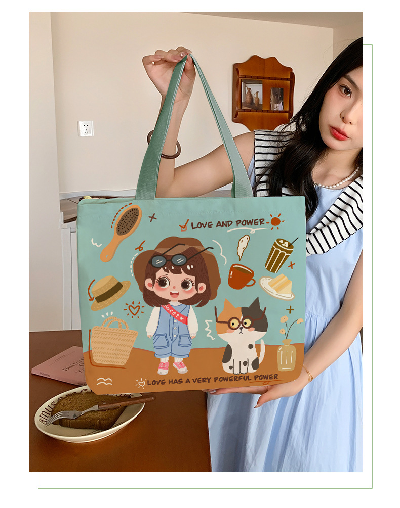Women's Cute Animal Letter Plant Canvas Shopping Bags display picture 7