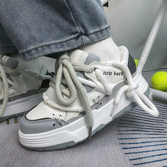 New Trendy Niche National Style Couple's Loafers, Casual Running Shoes, Retro Thick Sole Fashion White Shoes for Students, Men and Women