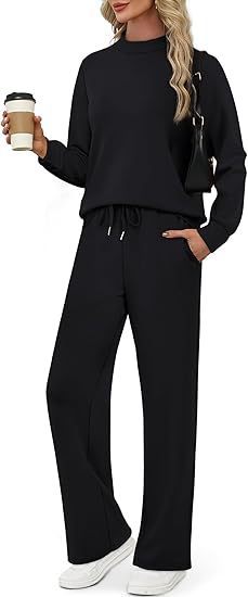 欧美跨境外贸套装女2025秋季长袖上衣阔腿裤两件套时尚休闲女装|undefined