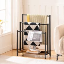 跨境木质铁艺毛巾架独立式落地式浴室卫生间浴巾架三层毛巾架