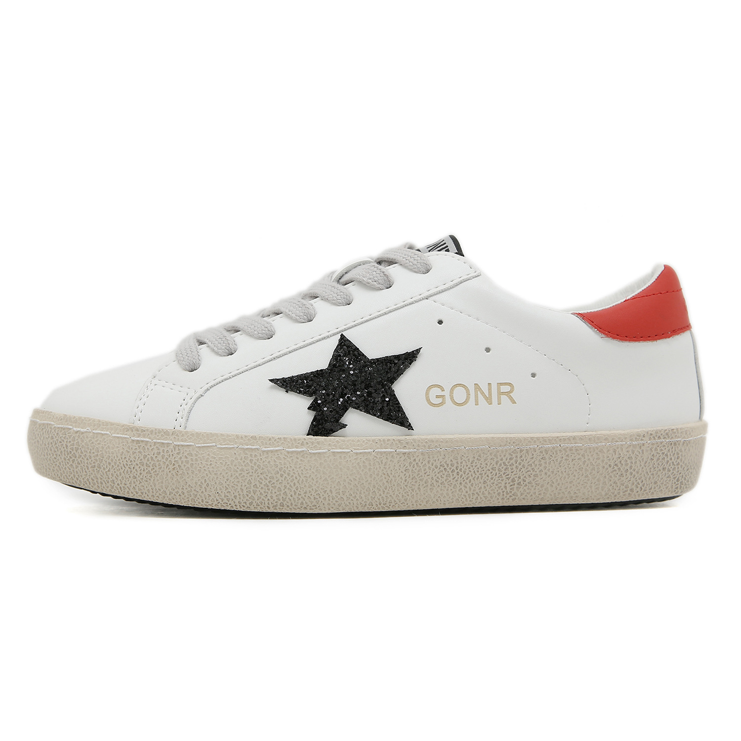 Plantillas desodorantes de cuero genuino, auténticos zapatos retro para parejas, estilo Harajuku, versátiles para fotografía callejera, diseño de estrella, talla grande 44, zapatos pequeños con efecto sucio, zapatillas blancas.