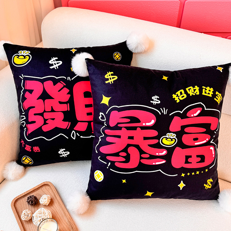 La dopamina hace una fortuna, la almohada se enriquece, la funda de la almohada, el sofá de la sala de estar, la almohada, la impresión de la cabecera, la almohada abstracta, la bola de pelo