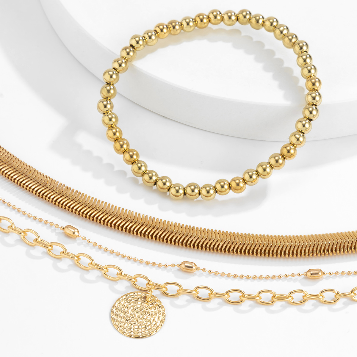 Fashion Geometric Tassel Bead Chain Alloy Pendant Bracelet Wholesale Nihaojewelry display picture 3