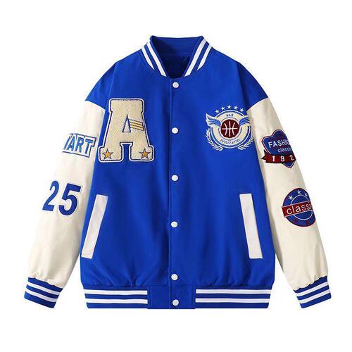 Autumn Baseball Jacket with Embroidered Letter Print Men's Loose Couple's Outfit Youth Student Long-Sleeve Jacket