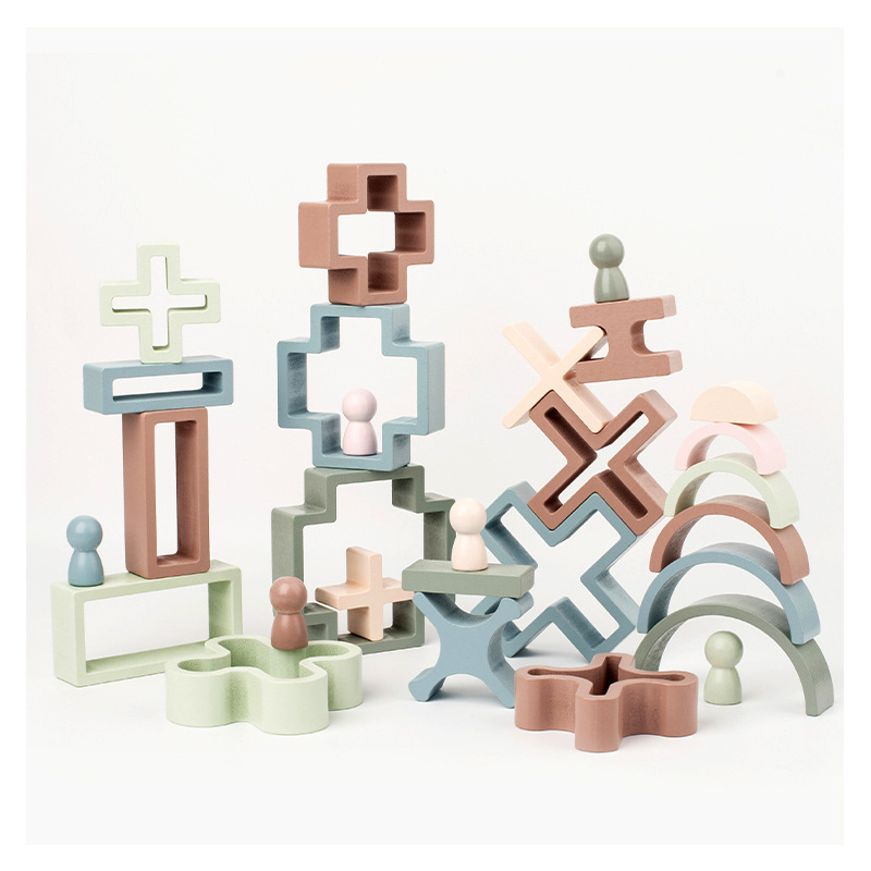 Weiweihu Tronos de construcción de suma y resta tridimensionales Educación temprana para niños Tronos de construcción irregulares de color macaron rompecabezas Juguetes de madera