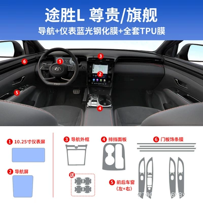 Car interior film | Modified Decorative Supplies 25 - tucson-l-full-set-tpu-1025inch-instruments-navigation-blue-light-tempered-film