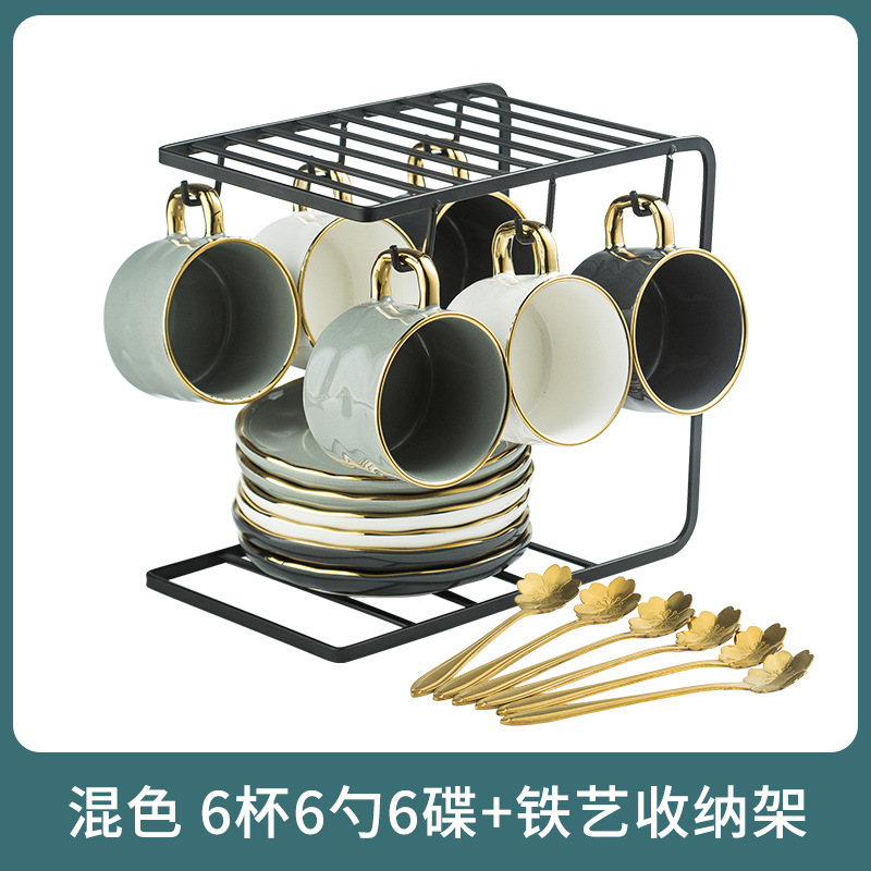 (Three-color mix and match) 6 cups and 6 discs-send spoons+shelf