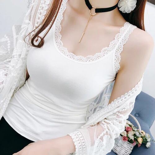 [Factory direct sales] Sweet lace splicing camisole women's spring and summer Korean version thin inner sleeveless vest
