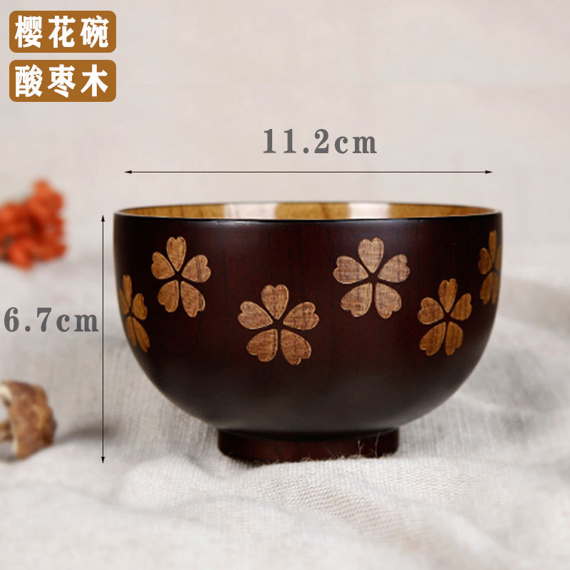 Suministro directo de Fábrica Nacional creativo de dibujos animados de madera tazón de madera anti-escaldado tazón de arroz para niños auspicioso ocho tesoros tazón de madera en stock al por mayor