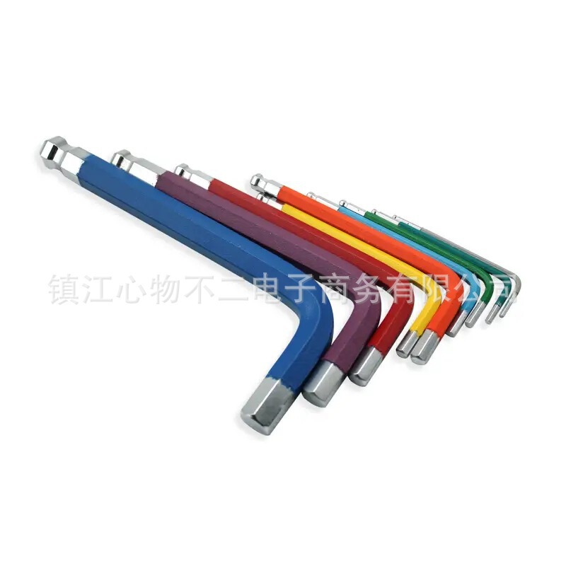 9本組カラフル六角レンチ、ボールヘッド梅花レンチ、中長CR-V鋼レンチ、ドライバー工具、折りたたみ式、越境販売|undefined