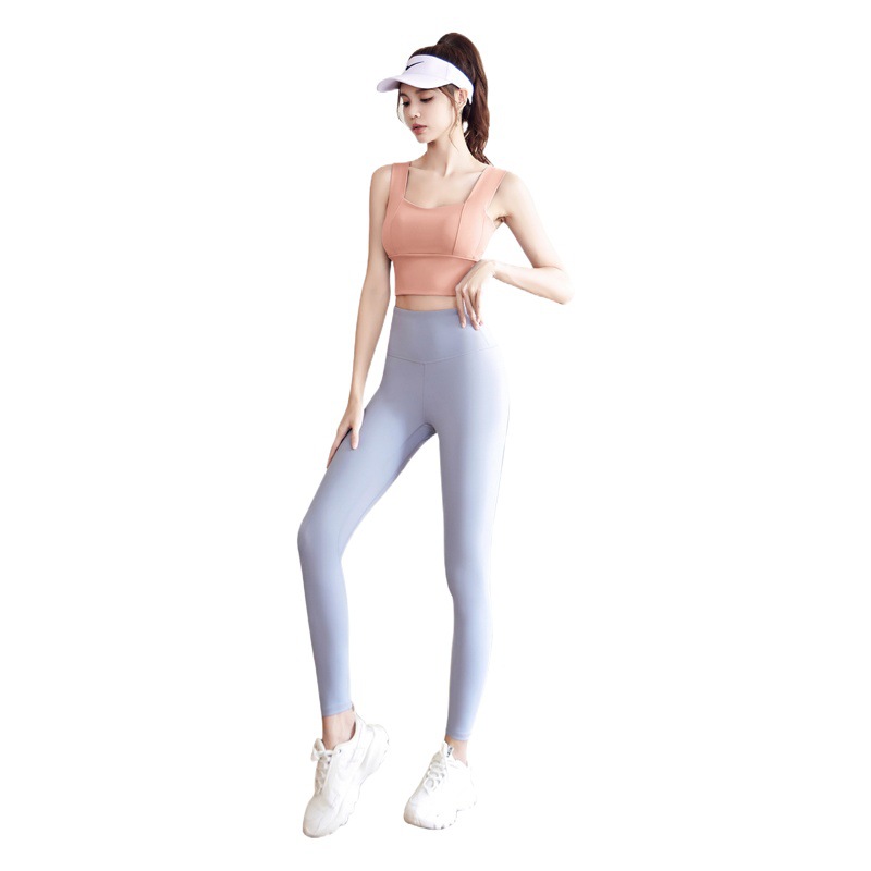 Juyitang Peach Conjunto de yoga básico Conjunto de ejercicio de intensidad media fijo a prueba de golpes Conjunto de fitness para correr en interiores