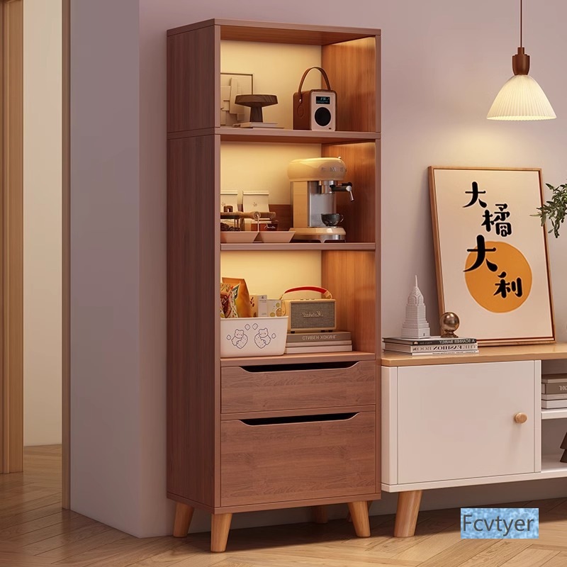 Bookcase Modern Simple Vertical Cabinet Household Bookshelf Floor-Standing Storage Rack Living Room Storage Cabinet Small Narrow Cabinet Dust-Proof Display Cabinet