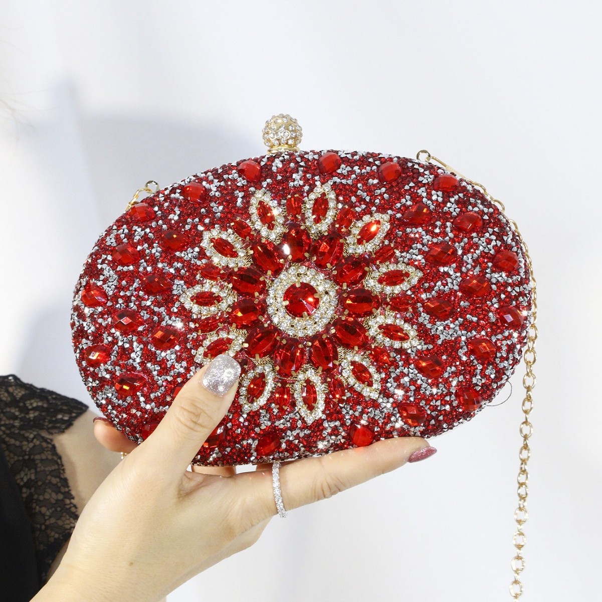 2025跨境向日菱镇钻晚宴包爆款女士现货旗袍礼服晚装手提包Clutch