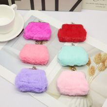新款毛毛零钱包扣包迷你毛绒零钱包夹子包手拿小钱包跨境外贸厂家