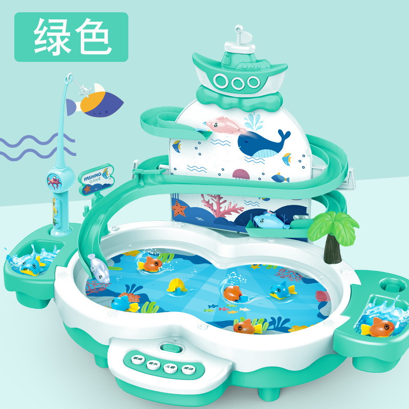 Fishing hero magnetic levitation track electric table toy slide music fun water magnetic fishing long star wholesale