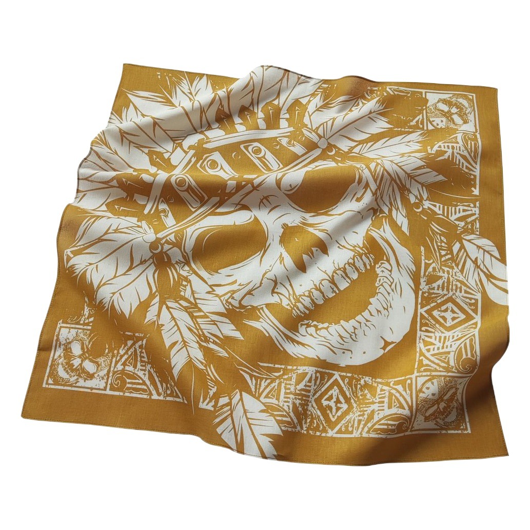 Pure Cotton American retro khaki skull series printed square scarf hip hop street dance motorcycle decorative headscarf