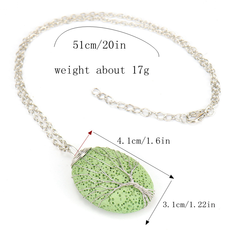 1 Piece Simple Style Tree Oval Alloy Volcanic rock Plating Womenu0027S Pendant Necklace