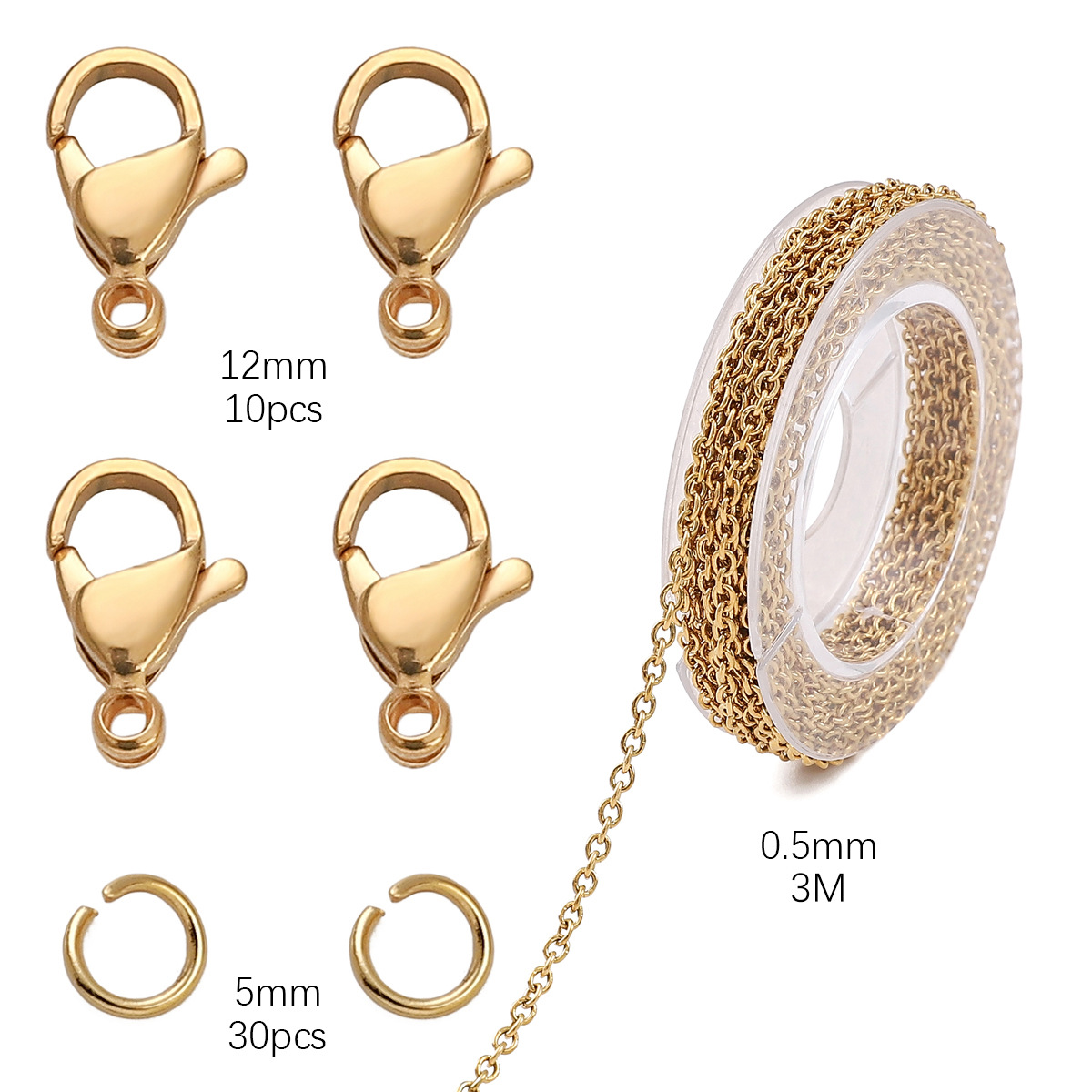 28g Weight Chain, Lobster Clasp Jewelry Making Type DIY Jewelry Accessories Classification 1 Set Quantity 304 Stainless Steel Material Solid Color Pattern Simple Style Style 1 Set 304 Stainless Steel Solid Color Chain Lobster Clasp 1