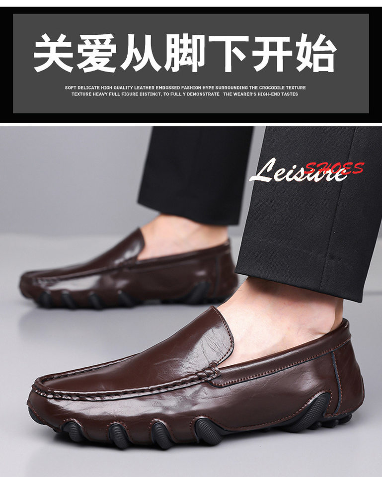 Giày lười nam da bò lớp đầu mũi tròn, gót thấp 1–3 cm, kiểu xỏ chân tiện lợi — G618 màu nâu, G618 màu đen chi tiết 11