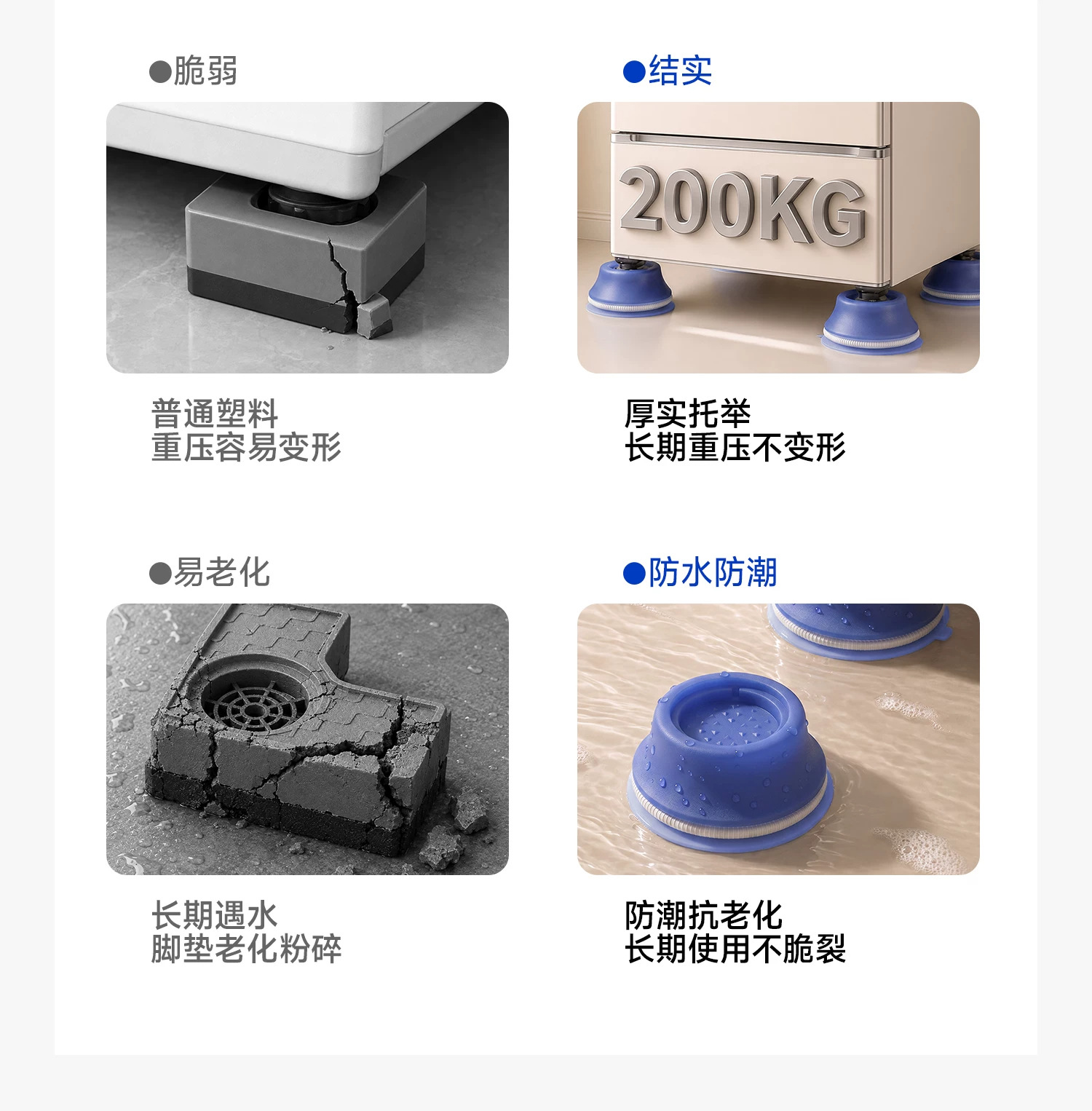 滚筒波轮通用减震防滑垫防潮垫高防移位多巴胺马卡龙洗衣机脚垫