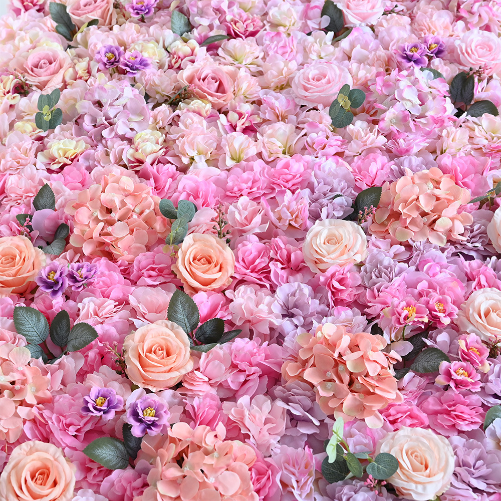 Simulación de pared de flores filas de flores de fondo pared red perforación de tarjetas de flores falsas decoración de pared decorativa decoración de bodas interiores rosa plantación