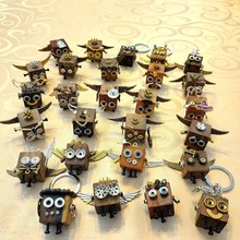 跨境蒸汽朋克风格木头机器人成品项链/钥匙扣情侣生日礼物可爱潮
