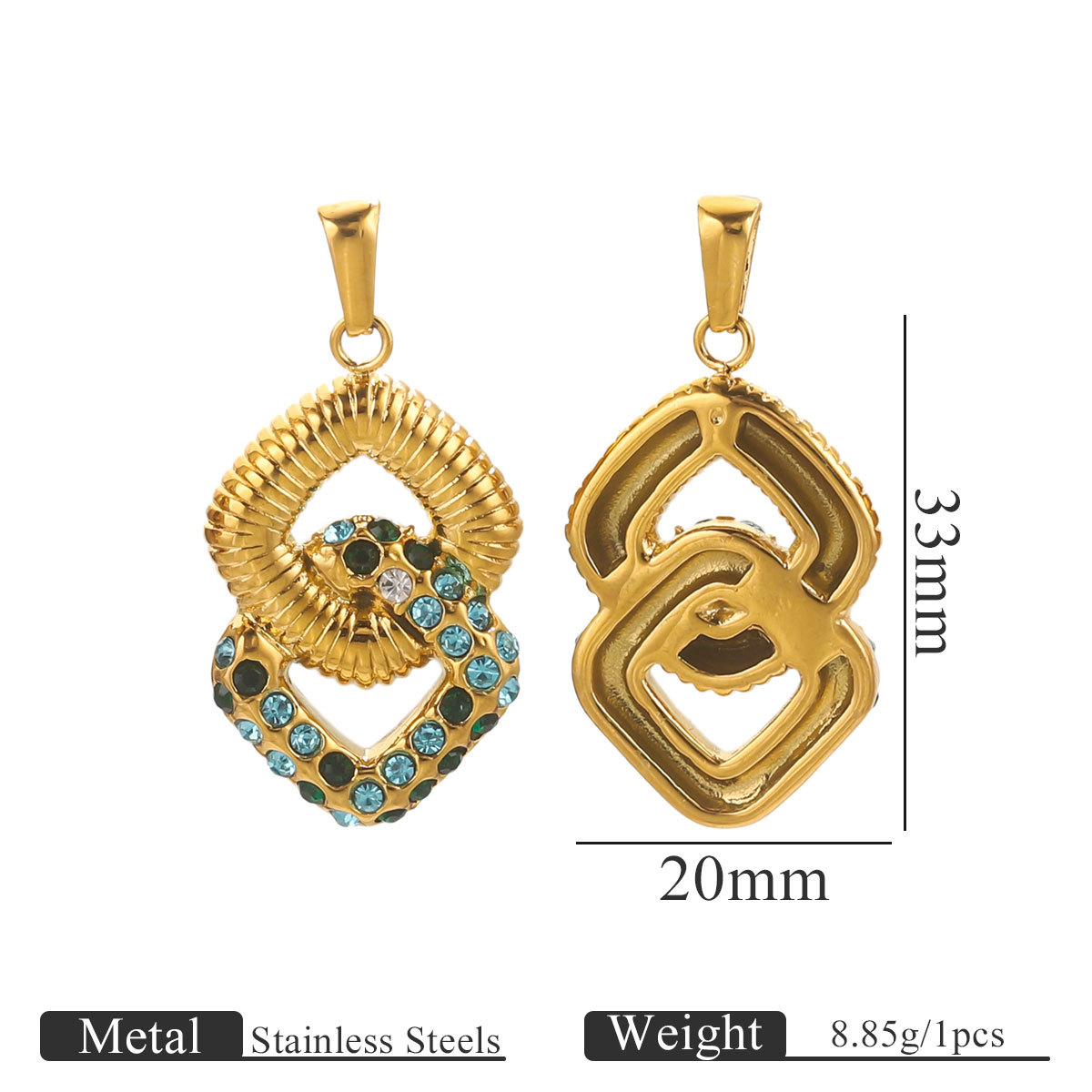 Nuevo acero inoxidable galvanoplastia al vacío transfronteriza color de cristal de diamante colgante accesorios de joyería DIY