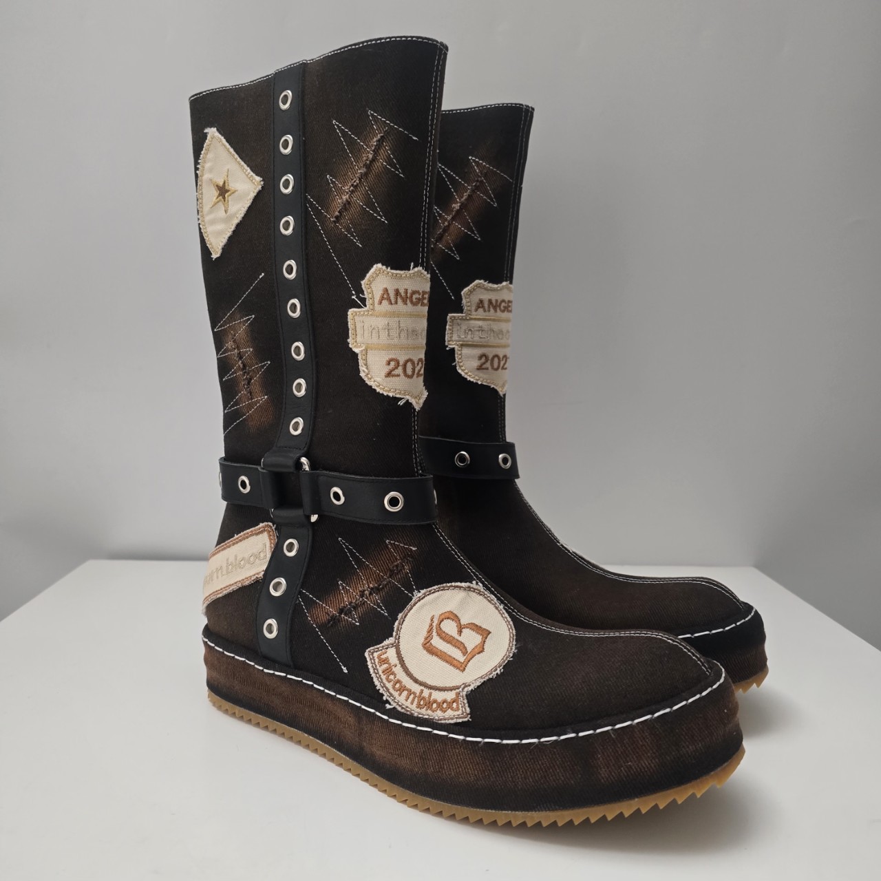 外贸新款欧美复古机车靴圆头女式骑士靴厚底牛仔靴ESCALANTE BOOT