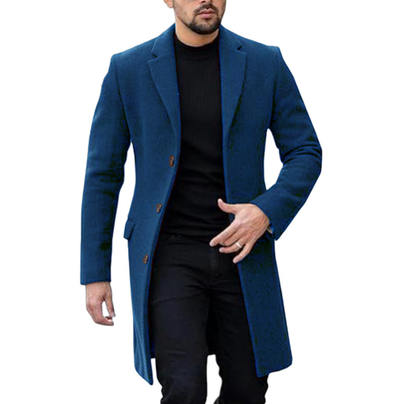 ​​Japanese-Korean Style Wool Blend Coat For Men – Single-Breasted Long Overcoat, Slim Fit Winter Trench, Business Casual_voghion.com