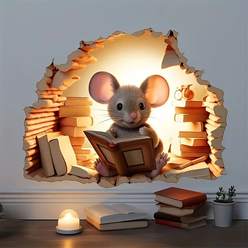 Temu Popular Mouse Hole Corner Line Decorative Stickers Cute Animals Cute Mouse Wall Stickers Pvc Factory Direct Delivery