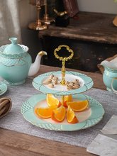 欧式小奢华陶瓷串盘创意英式金边镂空三层点心盘蛋糕架子糖果盘