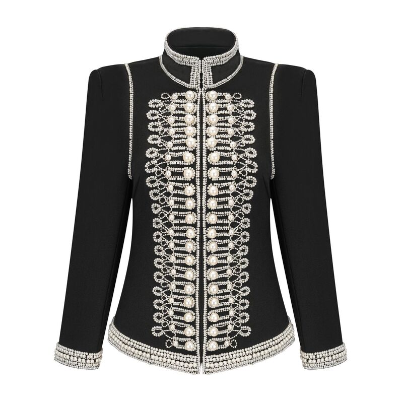 Palace-Style European and American Trendy Slim-Fit Beaded Half-High Collar Clothing Cross-Border European and American Aliexpress Retro Women's Clothing